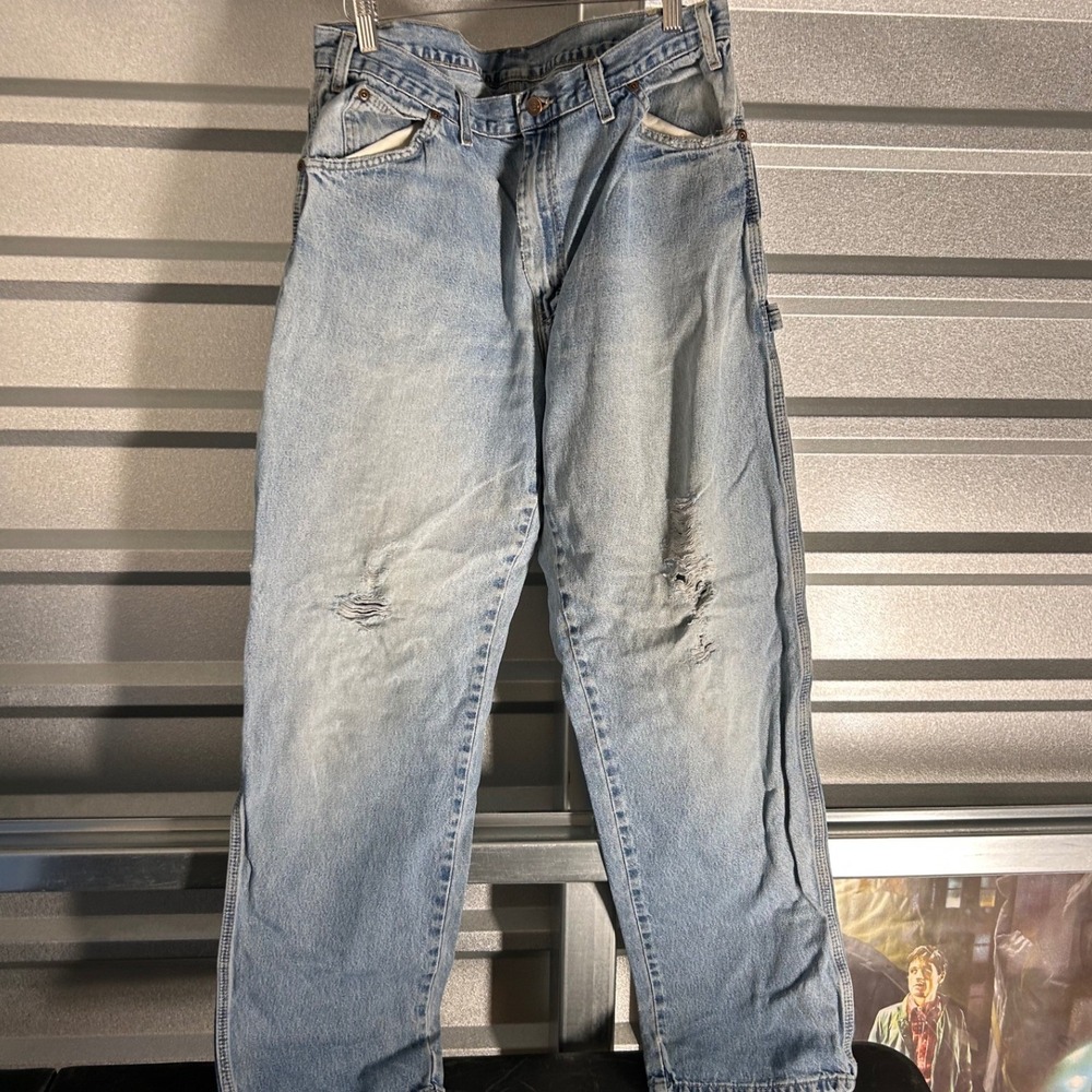 Dickies Carpenter Jeans Mens 34x32 Blue Distressed Workwear Skater Grunge